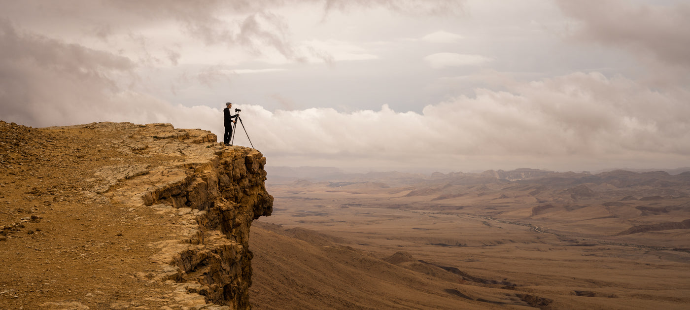 Yehoshua Aryeh Stauber photographing the landscape of Israel on location