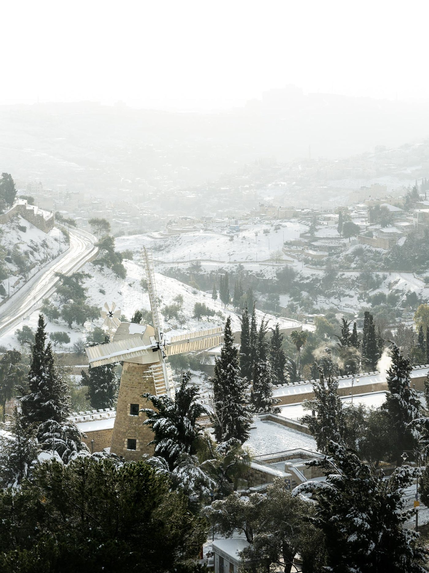 Stillness - By Yehoshua Aryeh - Photograph of Israel - Jerusalem Covered in Snow