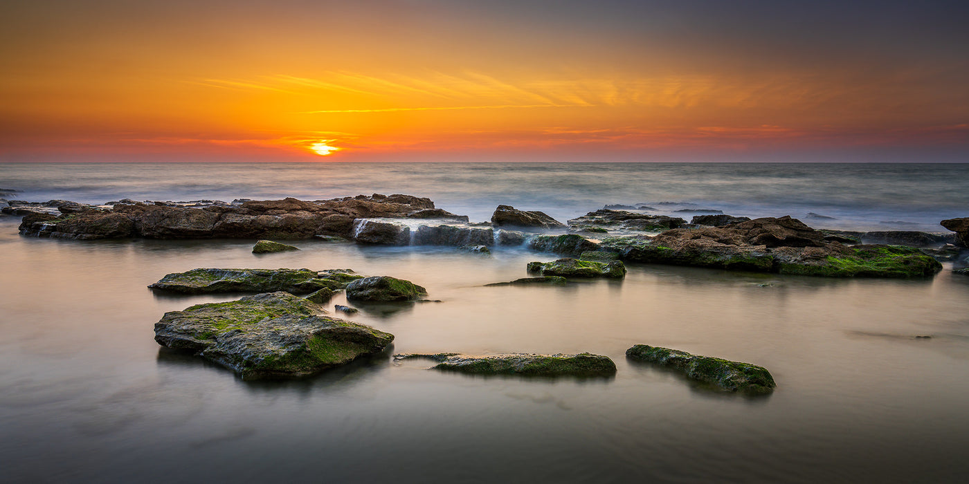 Immersed - By Yehoshua Aryeh - Photograph of Israel - Sunset on the beach