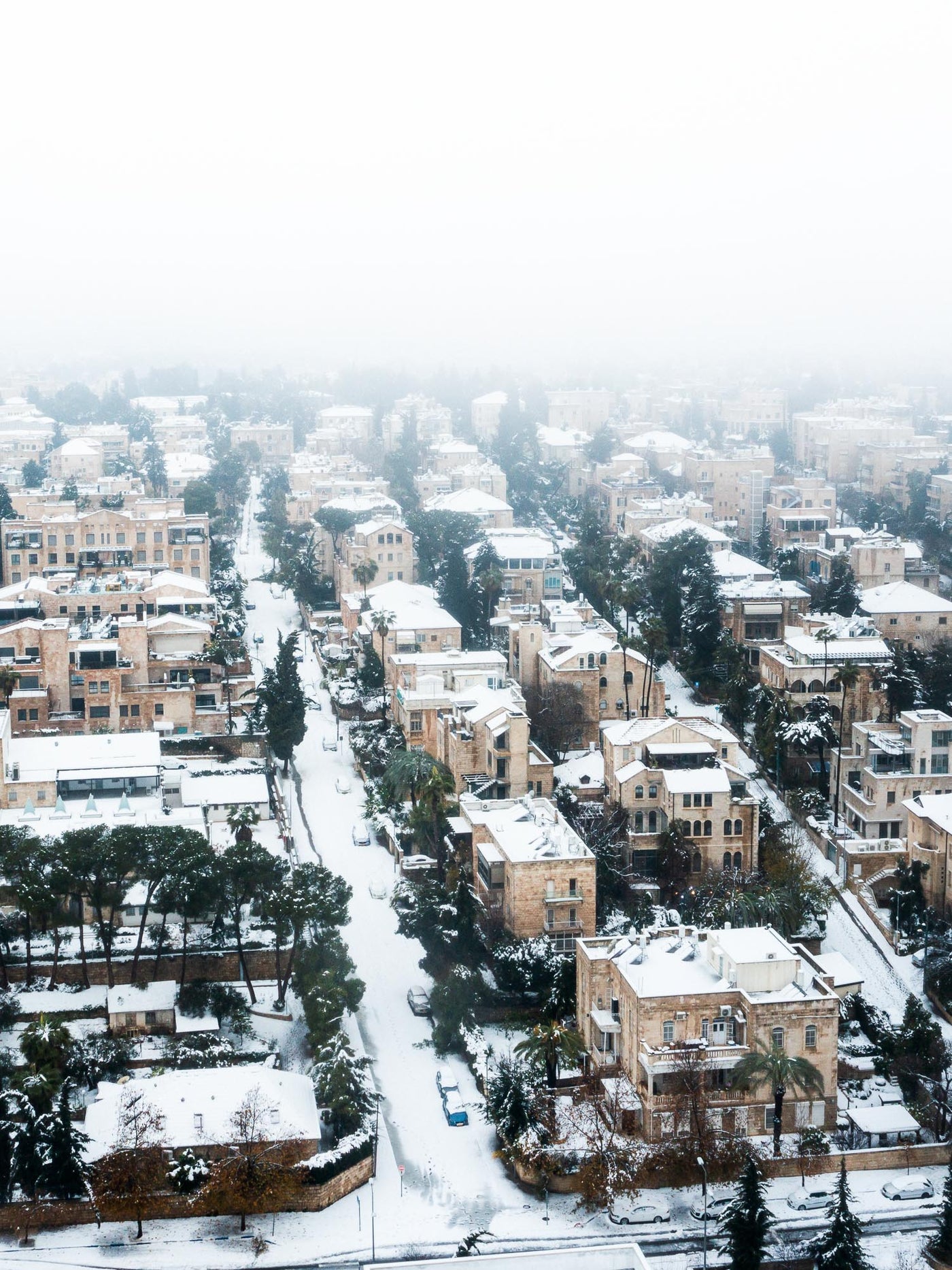 Silent Haze - By Yehoshua Aryeh - Photograph of Israel - Jerusalem Covered in Snow